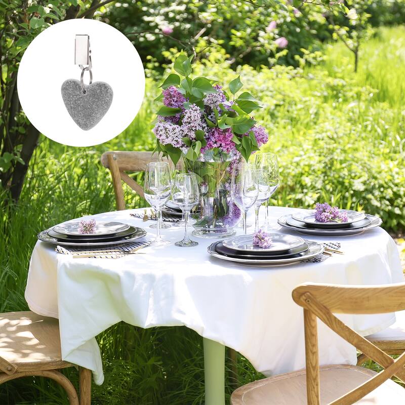 24PCS Marble Heart Shape Tablecloth Weights with Metal Clip