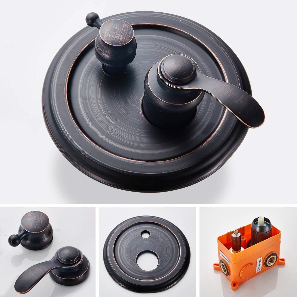 Bronze Shower Faucet System Combo Kit with Valve and Head-image