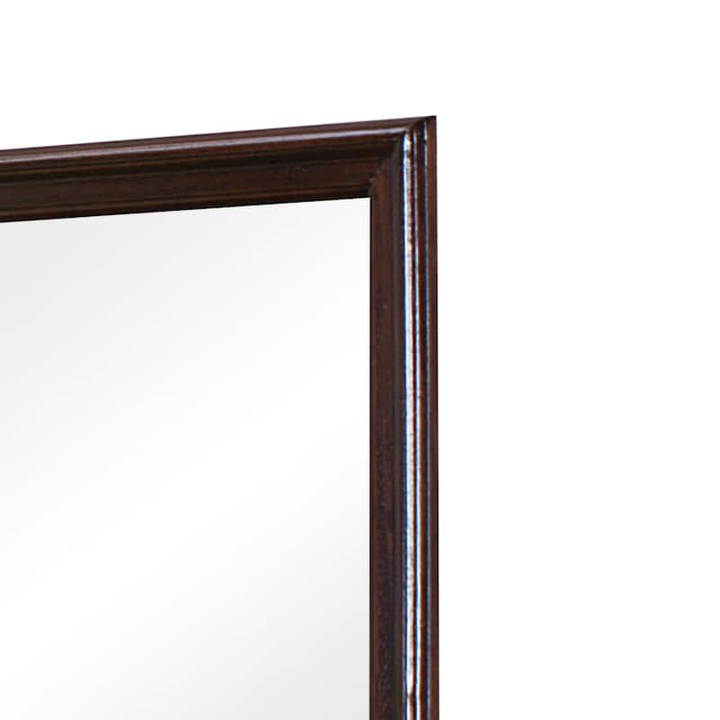 Molded Wooden Frame Mirror with Mounting Hardware, Dark Brown