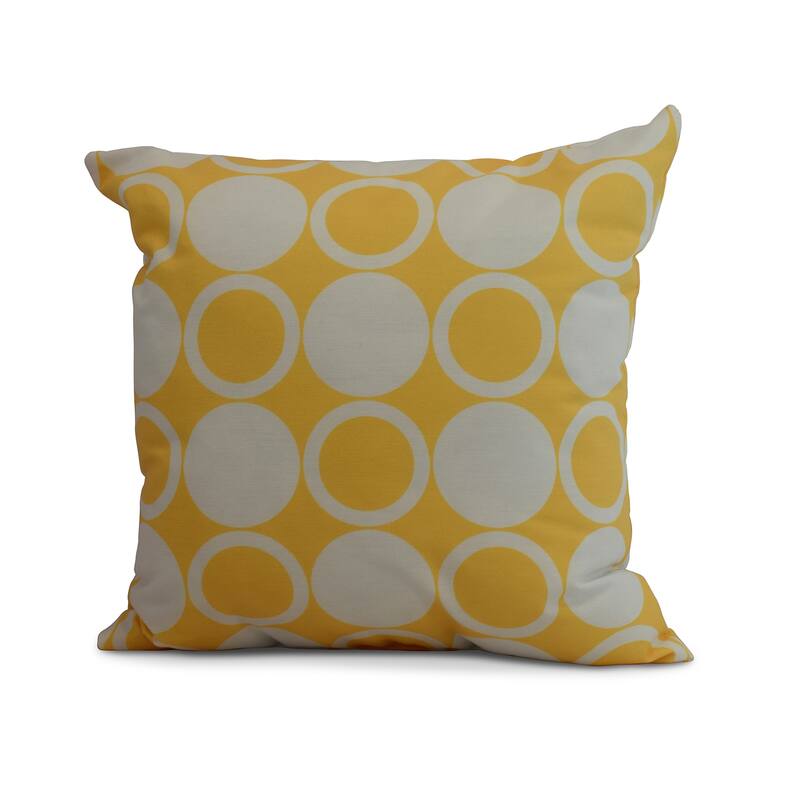 20 x 20 Inch Small Modcircles Geometric Print Outdoor Pillow - Yellow
