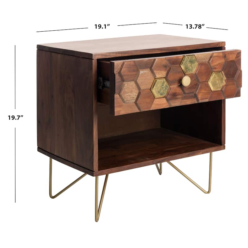 SAFAVIEH Alia 1-Drawer 1-Shelf Nightstand Table