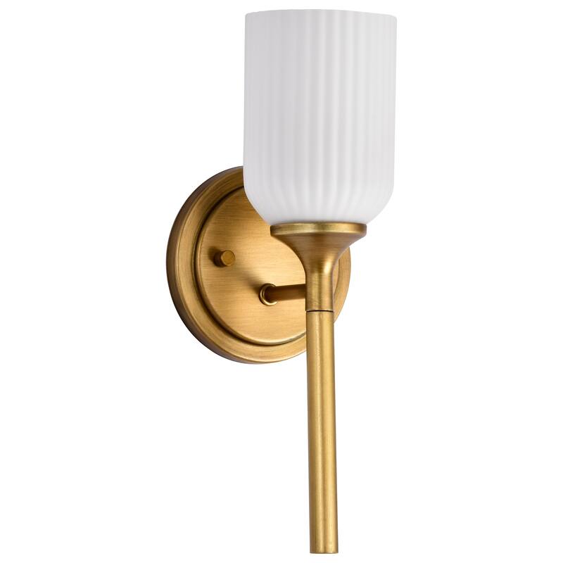 Solara 1 Light Wall Sconce Natural Brass Finish Frosted Ribbed Glass - Natural Brass