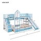 preview thumbnail 27 of 46, Castle Bunk Bed with Slide & Storage Stairs, Wooden Storage Bedframe