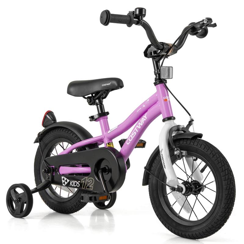 Costway 12"/14"/16"/18" Kids Bike for 3-4 Years Old Boys & Girls with - 12" Purple - 12 inch