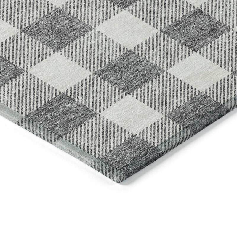 HomeRoots Plaid Transitional Rectangle Outdoor Rug