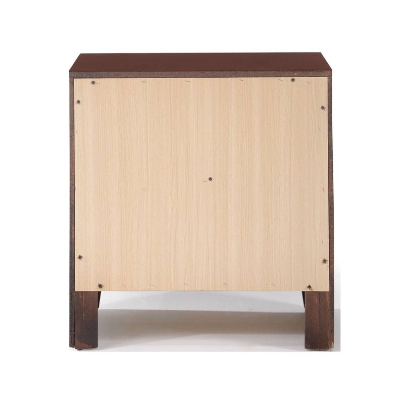 2 Drawers Nightstand in Brown Cherry Finish