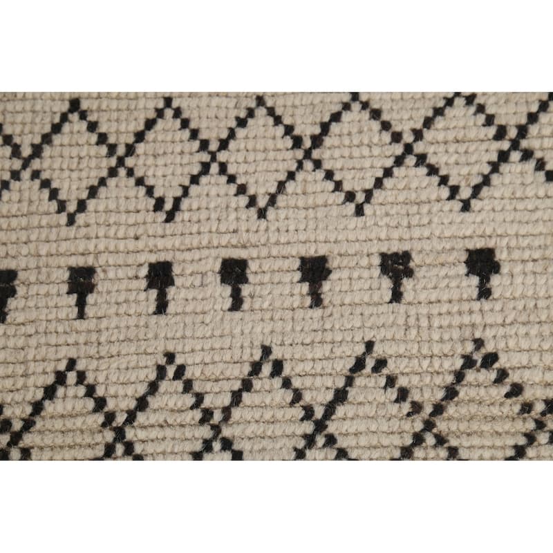 Beige / Ivory Moroccan Area Rug Handmade Wool Carpet - 6'0"x 9'5"