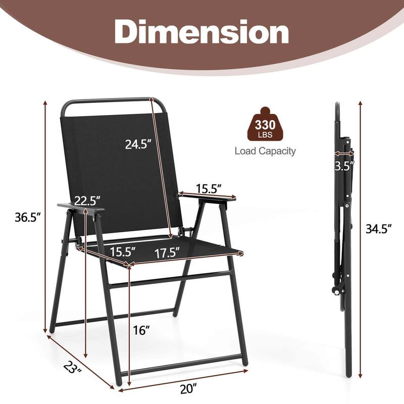Set of 2 Patio Metal Chairs Outdoor Folding Chairs w/ Metal Frame