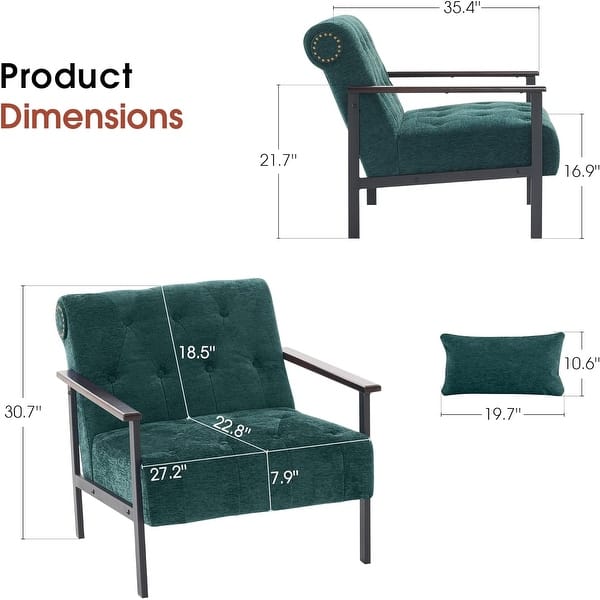 dimension image slide 0 of 5, MCombo set of 2 Modern Accent, Ergonomics Lounge Chair for Living Room, Chenille, HQ417