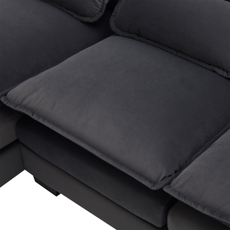 Merax Modern U-shaped Sectional Sofa with Waist Pillows, and Chaise Lounge