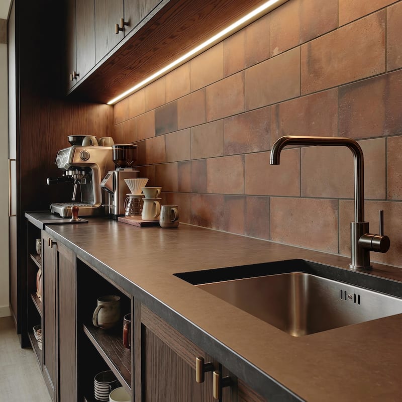 Merola Tile Atelier Rubina Brown 4-1/2" x 9-1/8" Porcelain Floor and Wall Tile