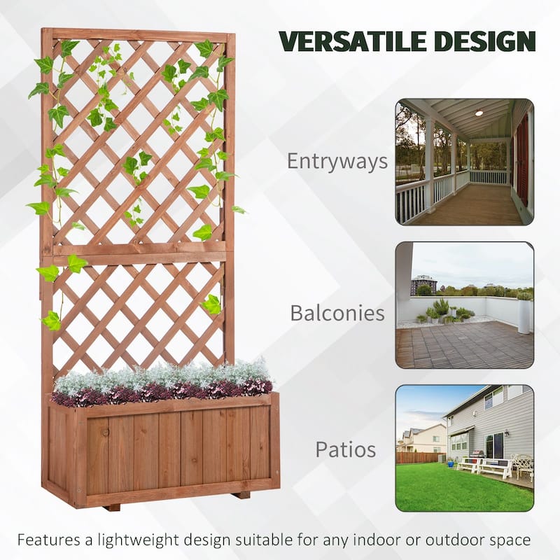 Outsunny Tall Planter Box with Trellis