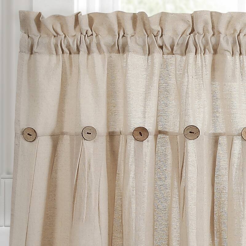 Lush Decor Linen Button Kitchen Tier Window Curtain Panel Pair