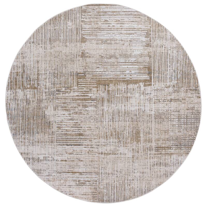 SAFAVIEH Finley Gilly Modern Contemporary Rug - 6'7" Round - Ivory/Beige