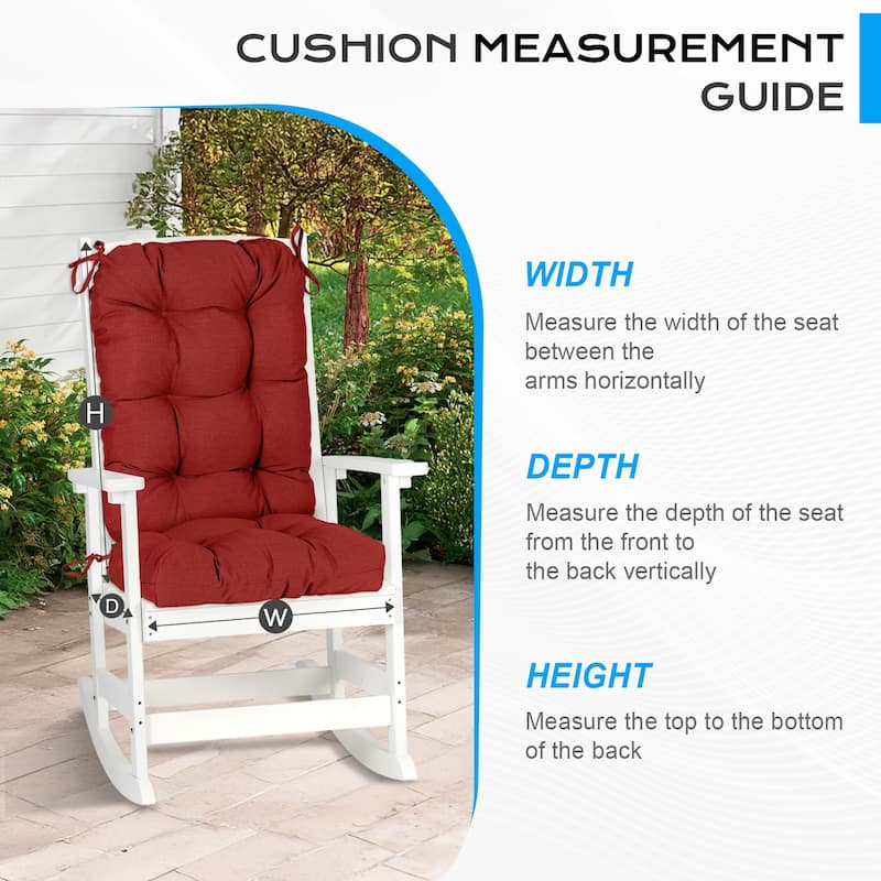 Aoodor Outdoor 42"x 20" x5" Tufted Back Cushions Patio Replacement Chair Cushion, Set of 2