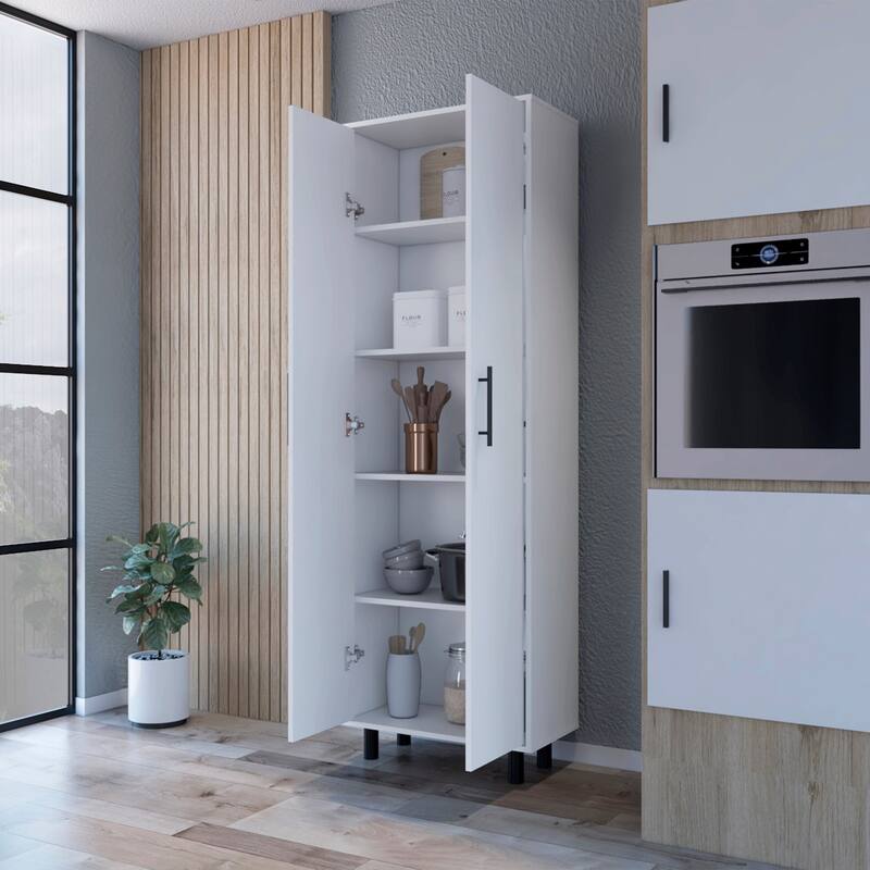 Fagan 2-Door 5-Shelf Kitchen Pantry - White