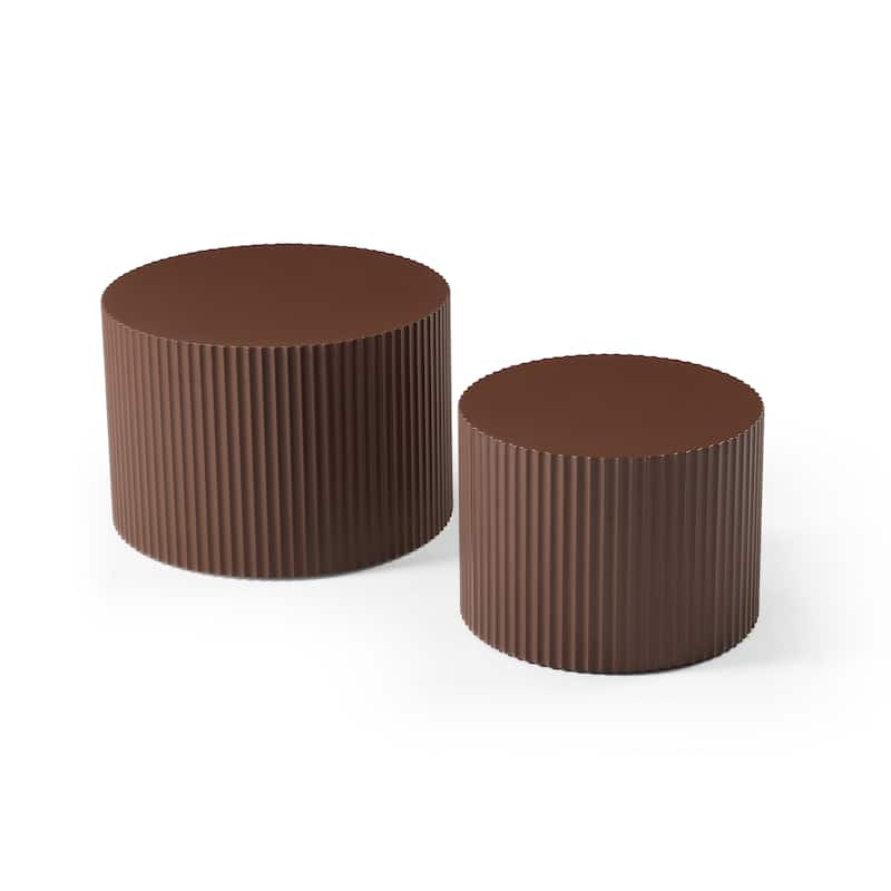 Brown MDF 2-Piece Nesting Coffee Table Set - Ideal for Living Room & Leisure Area - Dark Brown