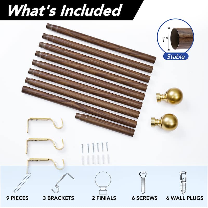 Deconovo 1 Inch Window Curtain Rod
