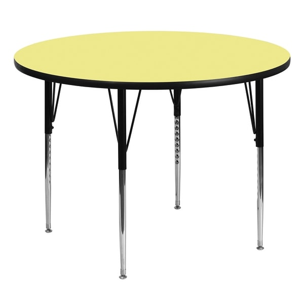 Offex 60'' Round Activity Table with Yellow Thermal Fused Laminate Top and Standard Height Adjustable Legs - N/A