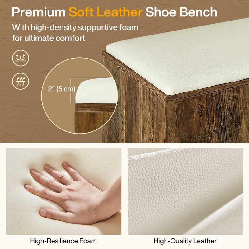 61 Inch L-Shaped Bench with Cushion, Corner Kitchen Breakfast Nook Bench for Entryway / Bedroom / Living Room / Dining Room