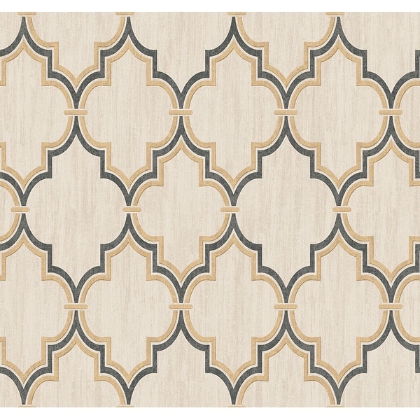 slide 2 of 2, Seabrook Designs Sandoval Geometric Unpasted Wallpaper 27 in. W x 27 ft. L - Metallic Beige & Charcoal