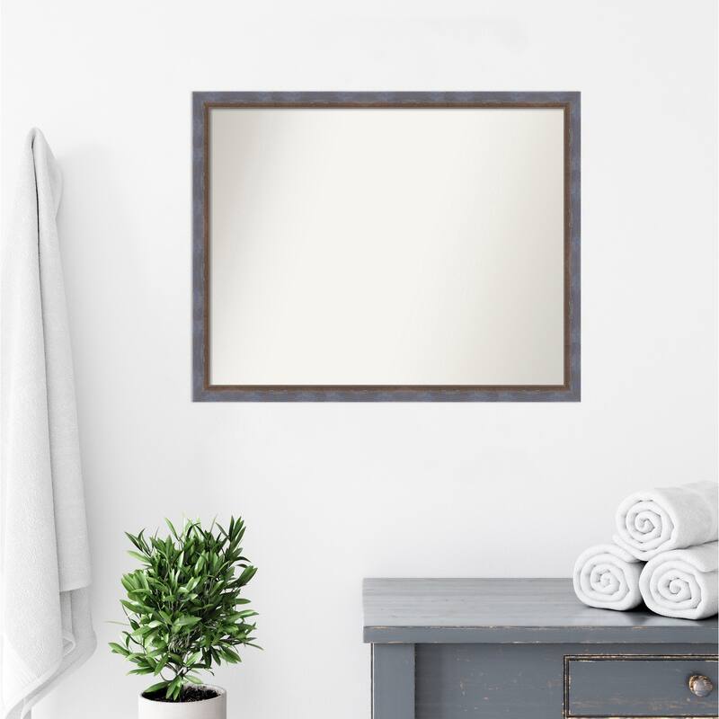 Two Tone Non-Beveled Wood Framed Bathroom Vanity Wall Mirror
