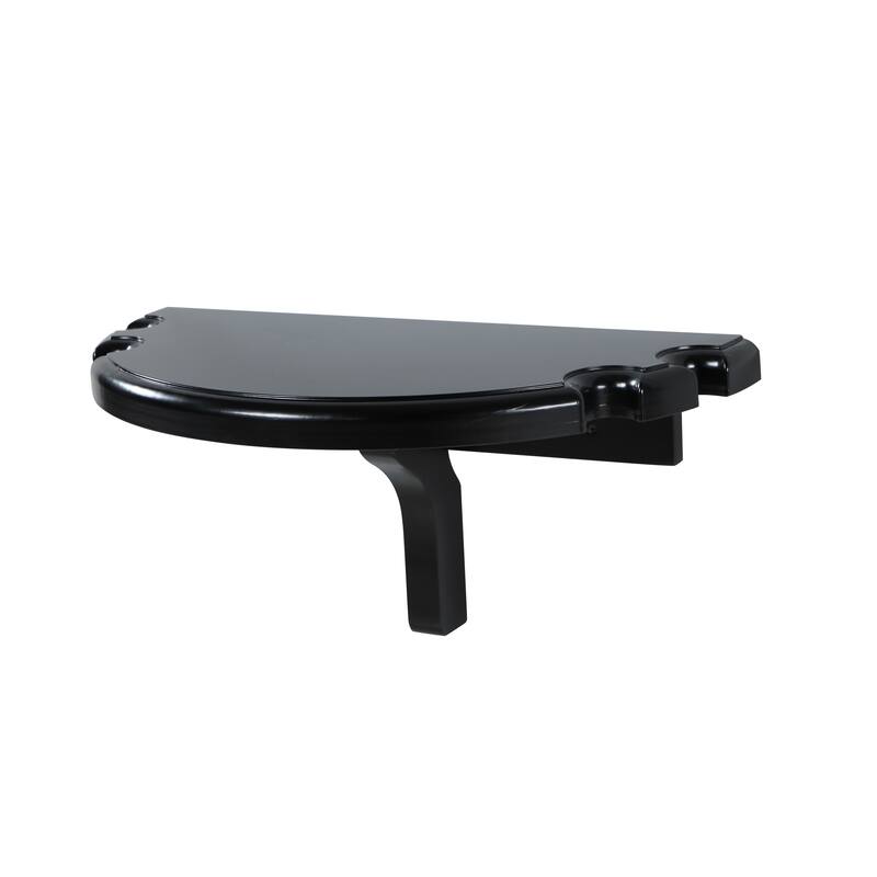 Hathaway Wall-Mounted Game Room Pub Table with Billiard Pool Cue Rests - Black Finish