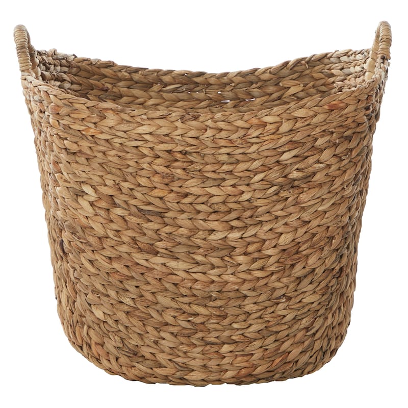 Seagrass Handmade Large Woven Decorative and Functional Storage Basket with Handles - Brown, White, Black