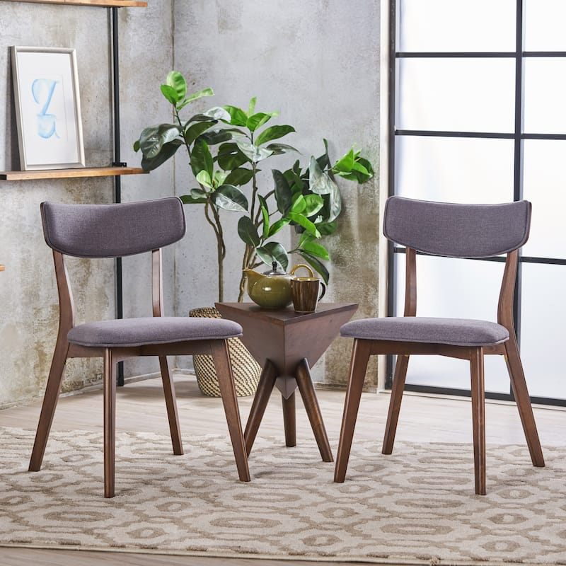 Chazz Mid-Century Modern Upholstered Rubberwood Dining Chairs (Set of 2) by Christopher Knight Home