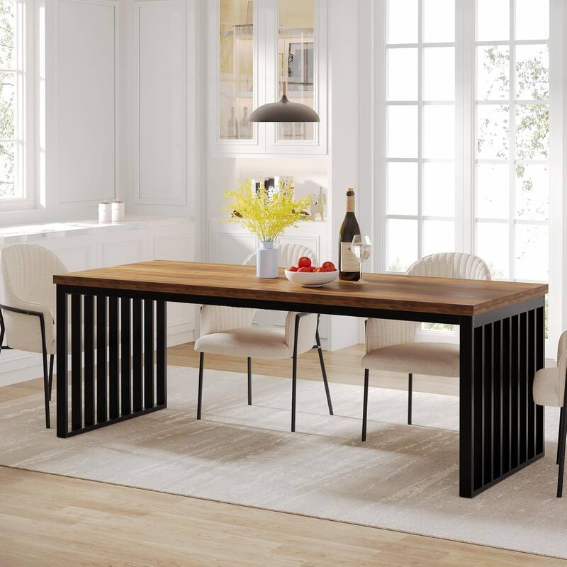 78.74" Industrial Long Rectangle Dining Table, Wood Kitchen Table for Living/Dining Room