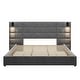 preview thumbnail 7 of 18, Christopher Knight Home Modern Upholstered Velvet Platform Bedframe & Headboard with Lamps and USB Ports, Grey