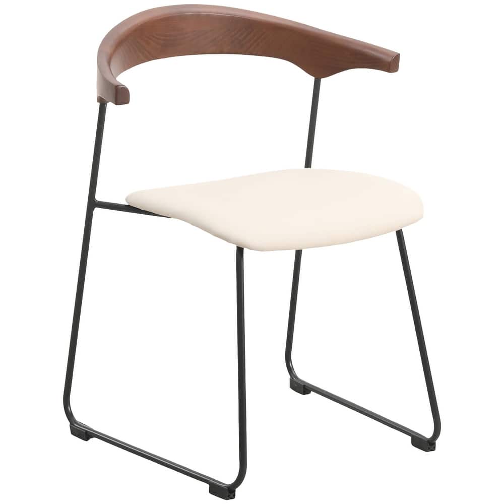 Lyra Modern Dining Chair in Upholstered Faux Leather with Beech Wood Back & Metal Legs by LeisureMod