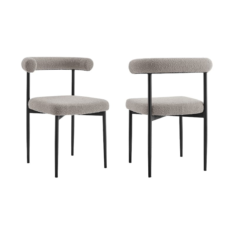 HomeRoots Set of Two Gray And Black Upholstered Polyester Open Back Dining Side Chairs