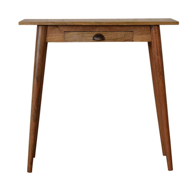 Artisan Furniture Solid Wood Mini Nordic Style Writing Desk, Brown with 1 Drawer