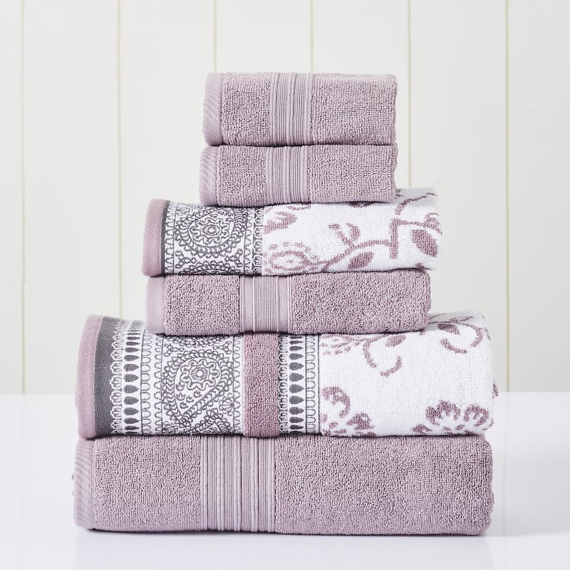 Modern Threads Ophelia 6-Piece Yarn Dyed Jacquard Towel Set - Orchid