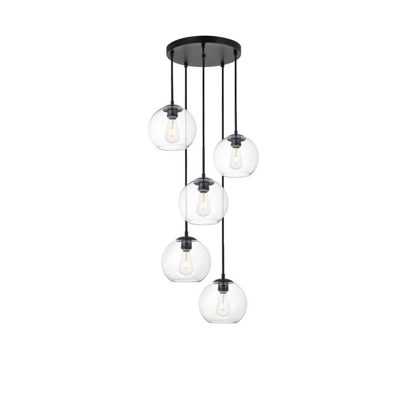 Mid-century Modern Clear Glass 5-light Pendant