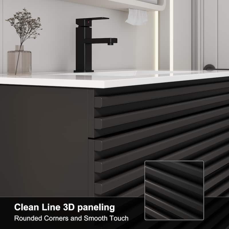 Bathroom Vanity with Drop-In Ceramic Sink Wall-Mounted Storage Cabinet