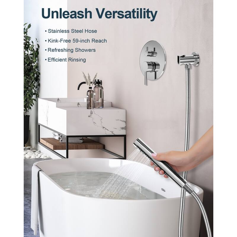 GRANDJOY 3-in-1 Shower Faucet System 10 Inch Rainfall Shower Head with Tub Spout Bathroom Shower Faucets