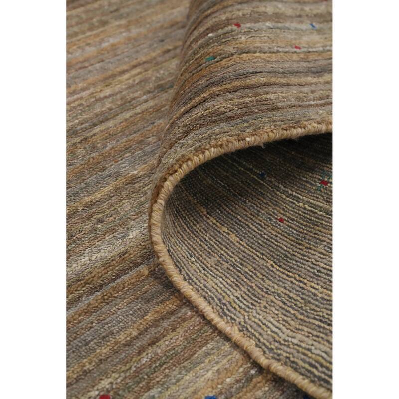 Hand Knotted Oriental Viscose Silk Carpet Tribal Animal Pictorial Brown Gabbeh Area Rug - 9' 3'' X 9' 5''