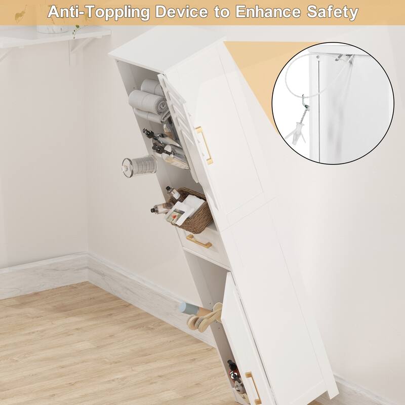 Versatile Bathroom Storage Cabinet with Multiple Compartments and Adjustable Shelves