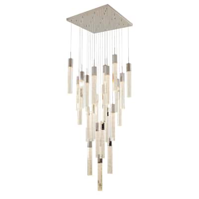 25-Light Chrome Stainless Steel Chandelier With Crystals