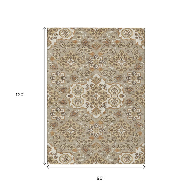 HomeRoots Medallion Traditional Rectangle Outdoor Rug