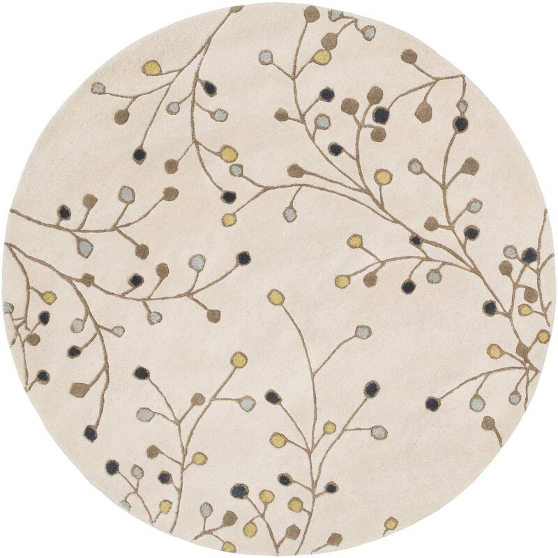 Livabliss Athena French Country Floral & Botanical Hand Tufted Area Rug - 4' x 4' Round - Cream