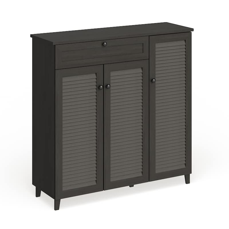 Porch & Den Rocheblave Espresso Wood Shoe Storage Cabinet - Shoe Cabinet-Dark Brown
