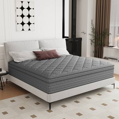 14 Inch Grey Memory Foam Hybrid Mattresses in a Box