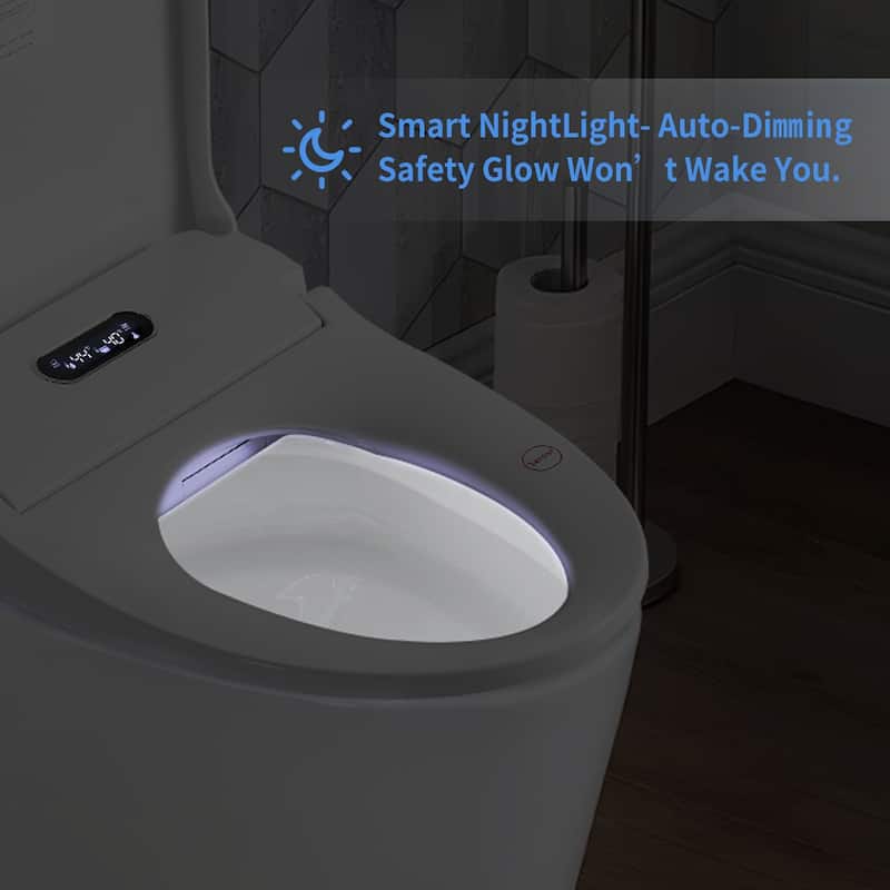 Smart Bidet Toilet Seat With Side Knob Adjustable Heated Seat With Portable Bidet,Auto Open/Close,Night Light, Only Seat