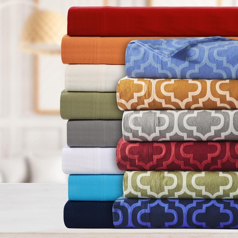 Superior All Season Brushed Flannel Trellis or Solid Pillowcase Set (Set of 2)