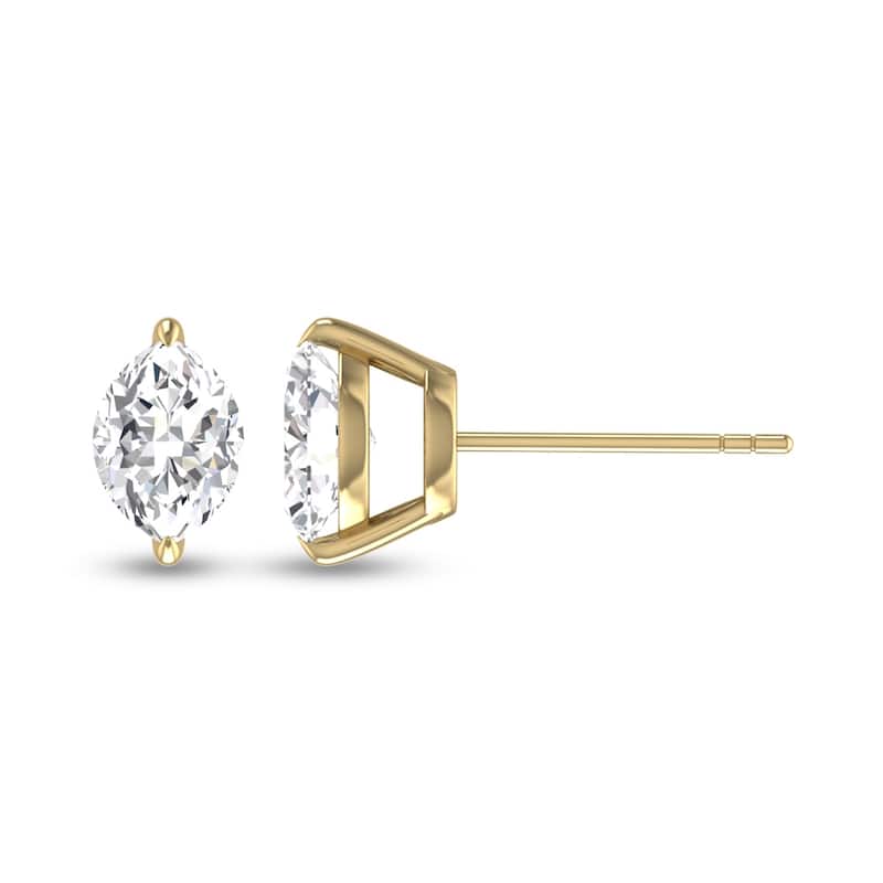 Marquee Lab Grown 1/4 Carat Marquise Solitaire Diamond Earrings in 14K Yellow Gold