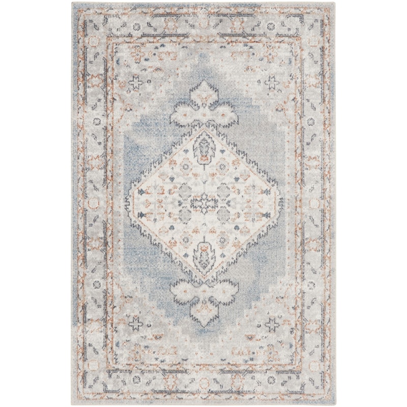 Nourison Astra Machine Washable Distressed Area Rug - 3' 3" x 5' - Blue
