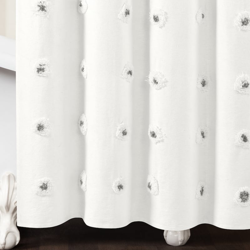 Lush Decor Boho Circle Tufted Yarn Dyed Eco-Friendly Recycled Cotton Shower Curtain Single